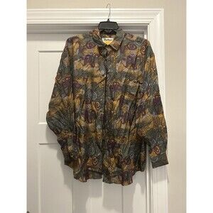 Protest Vintage 90’s Washable 100% Silk Abstract Button Shirt Size XL Hip Hop